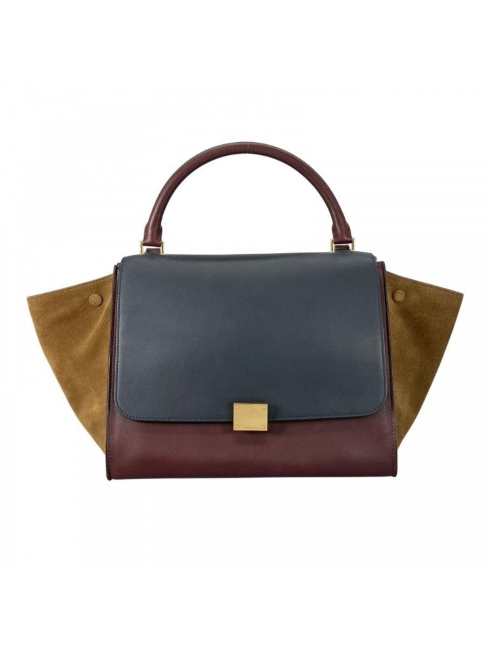 Celine Handbag Leather Wine Red Gold